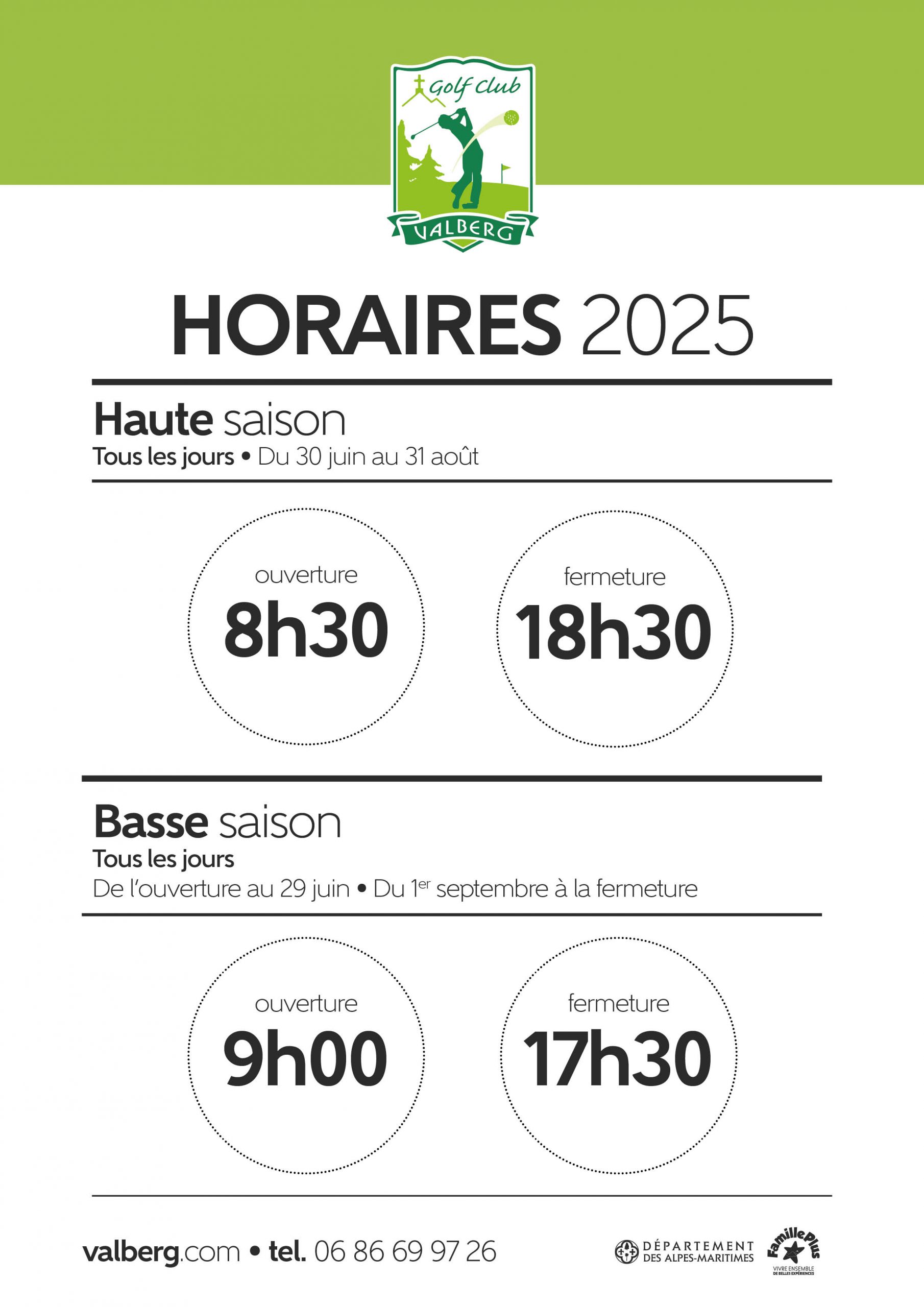 valberg golf tarifs 2020